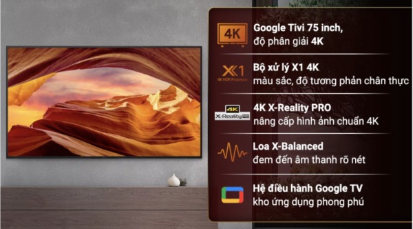 GOOGLE TIVI 4K 75 INCH SONY KD 75X77L