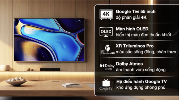 GOOGLE TIVI OLED 4K 55 INCH SONY K 55XR80