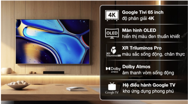 GOOGLE TIVI OLED 4K 65 INCH SONY K 65XR80