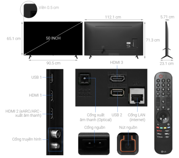 SMART TIVI 4K 50 INCH LG 50UT8050PSB