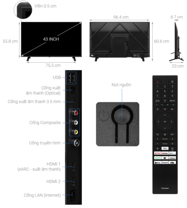 SMART TIVI 4K 43 INCH TOSHIBA 43V31MP