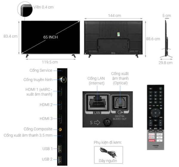 GOOGLE TIVI 4K 65 INCH TOSHIBA 65C350LP