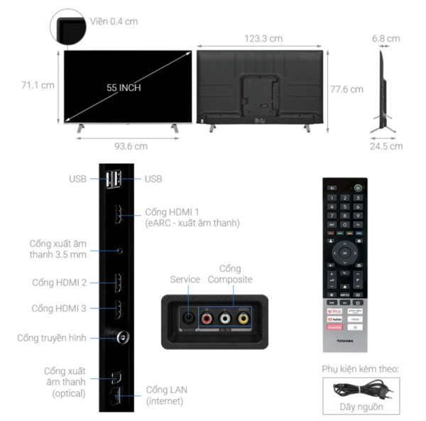 GOOGLE TIVI 4K 55 INCH TOSHIBA 55C350LP