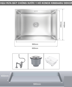 Chậu rửa bát 1 hố chống xước Konox KN6044SU Dekor - 15