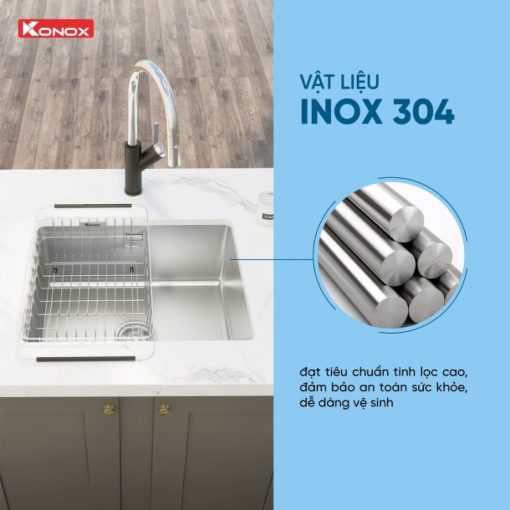 Chậu rửa bát 1 hố chống xước Konox KN6044SU Dekor - 11