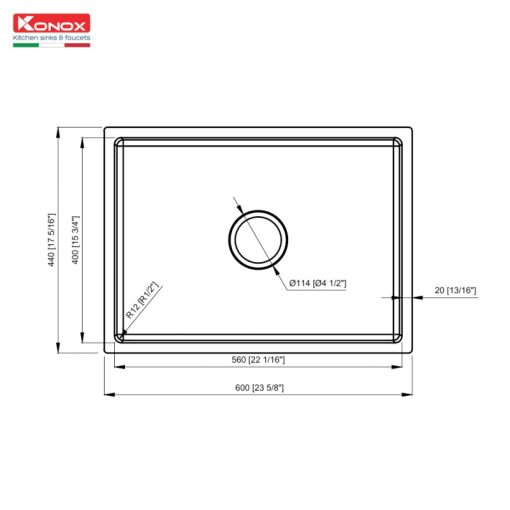 Chậu rửa bát 1 hố chống xước Konox KN6044SU Dekor - 5