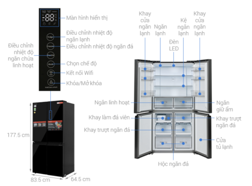 TỦ LẠNH TOSHIBA INVERTER MULTI DOOR GR RF611WI PGV(22) XK