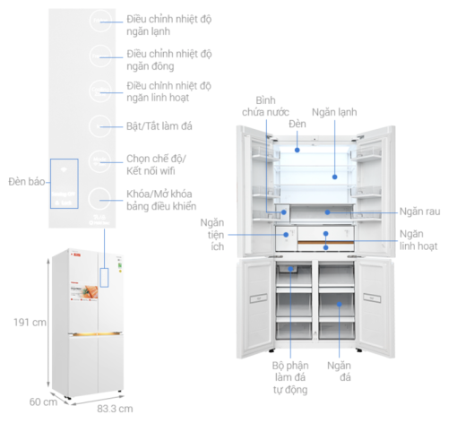 TỦ LẠNH TOSHIBA INVERTER JAPANDI MULTI DOOR GR RF695WI PGV(67)