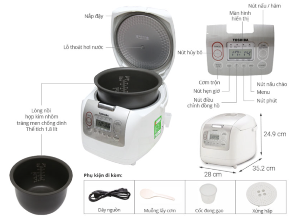 NỒI CƠM ĐIỆN TỬ TOSHIBA RC 18NMFVN(WT)