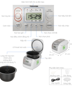 NỒI CƠM ĐIỆN TỬ TOSHIBA RC 10NMFVN(WT)