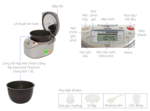 NỒI CƠM CAO TẦN TOSHIBA RC 18RH(CG)VN