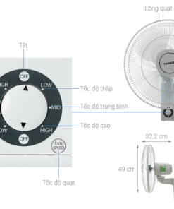 QUẠT TREO TƯỜNG TOSHIBA F AWZ50VN(H) 55W
