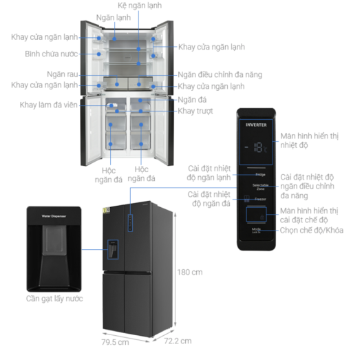 TỦ LẠNH HITACHI INVERTER MULTI DOOR HR4N7520DSWDXVN