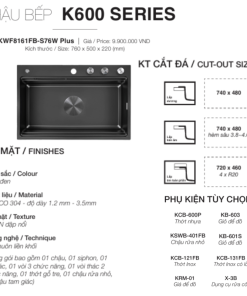 Chậu rửa bát KLUGER KWF8161FB-S76W Plus