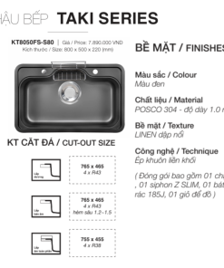Chậu rửa bát KLUGER KT8050FB-S80 màu đen - 14 Chậu rửa bát KLUGER KT8050FB-S80