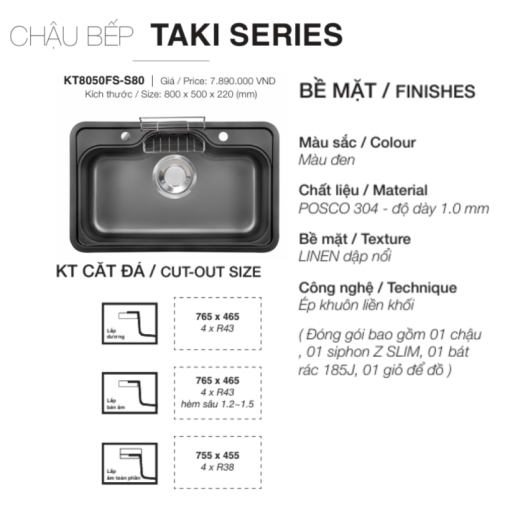 Chậu rửa bát KLUGER KT8050FB-S80