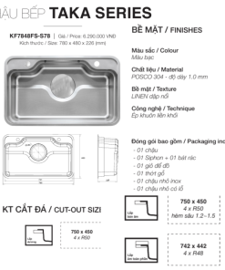 Chậu rửa bát Kluger KT8050FS-S80 màu bạc - 23 Chậu rửa bát Kluger KT8050FS-S80