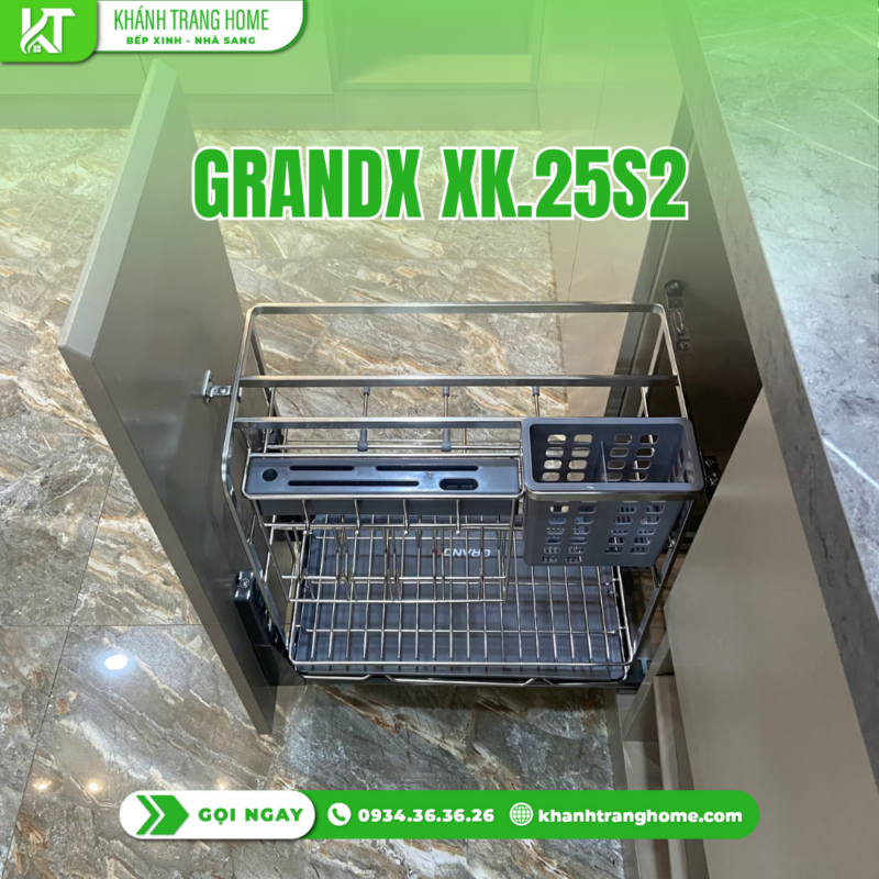 Giá đựng chai lọ gia vị dao thớt GrandX XK.25S2 - 28 Giá đựng chai lọ gia vị dao thớt GrandX XK.25S2