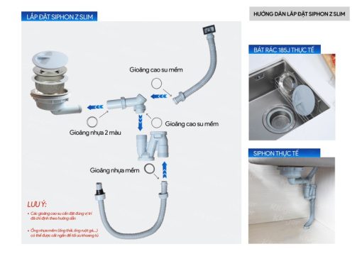 Siphon chậu rửa bát 1 hố Kluger Z-SLIM