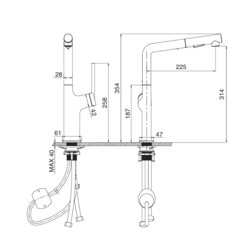Vòi rửa chén KLUGER KLF0001S