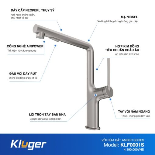 Vòi rửa chén KLUGER KLF0001S