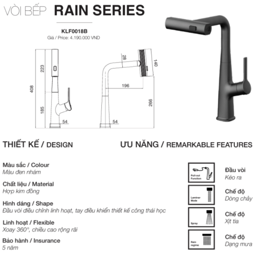Vòi rửa chén Kluger KLF0018B