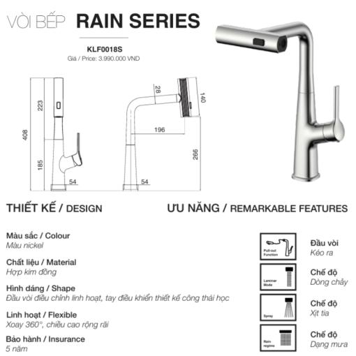Vòi rửa chén Kluger KLF0018S