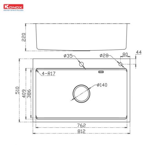CHẬU RỬA BÁT KONOX KN8151TS DEKOR BASIC - 3