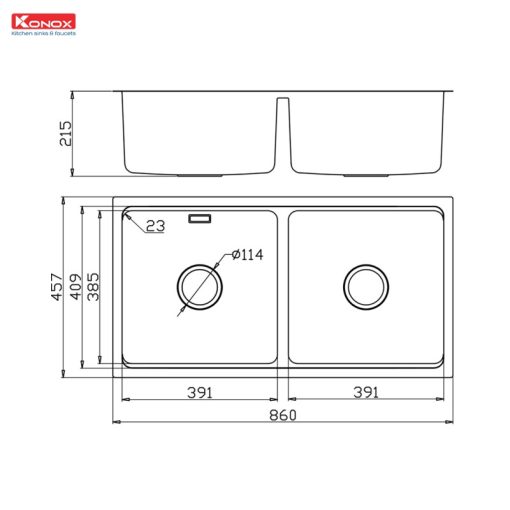 CHẬU RỬA BÁT KONOX KN8646DU DEKOR BASIC - 3