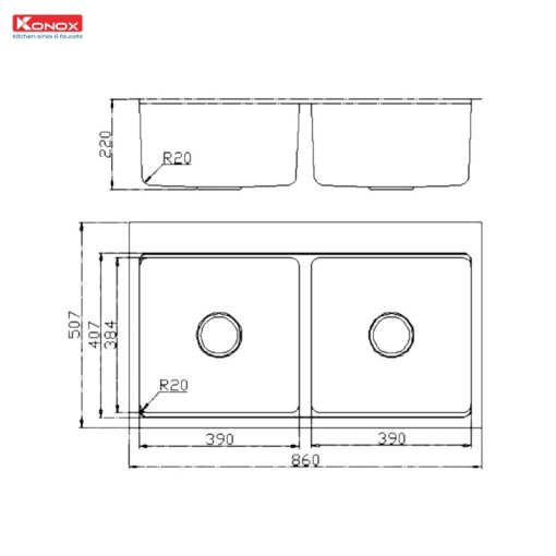 CHẬU RỬA BÁT KONOX KN8651TD DEKOR BASIC - 3