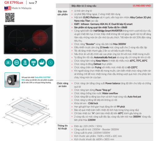 Bếp điện từ GrandX GX E795LUX - 3