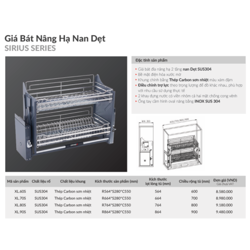 Giá bát nâng hạ nan dẹt GrandX XL.60S - 3