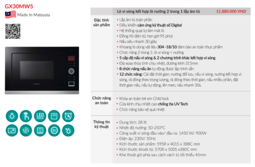 Lò nướng kết hợp vi sóng GrandX GX30MW5 - 3