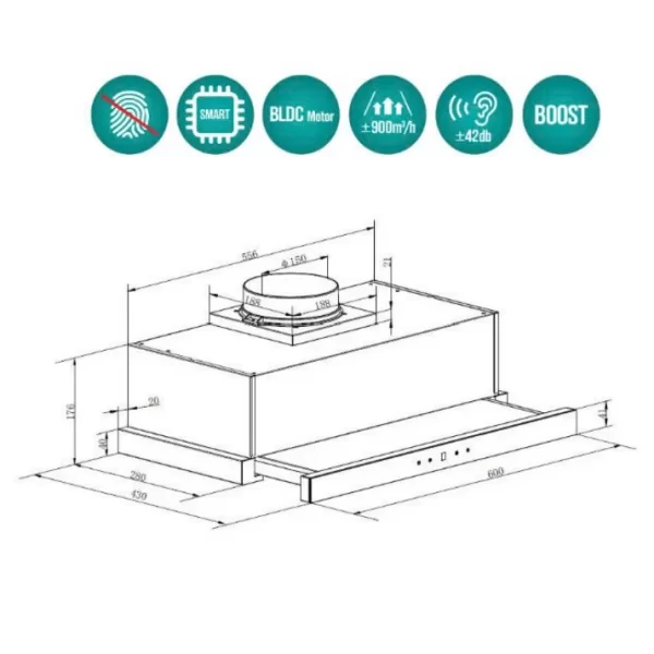 Máy hút mùi âm tủ GrandX GX H70F72B - 5