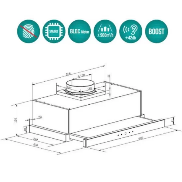 Máy hút mùi âm tủ GrandX GX H70F72G - 3