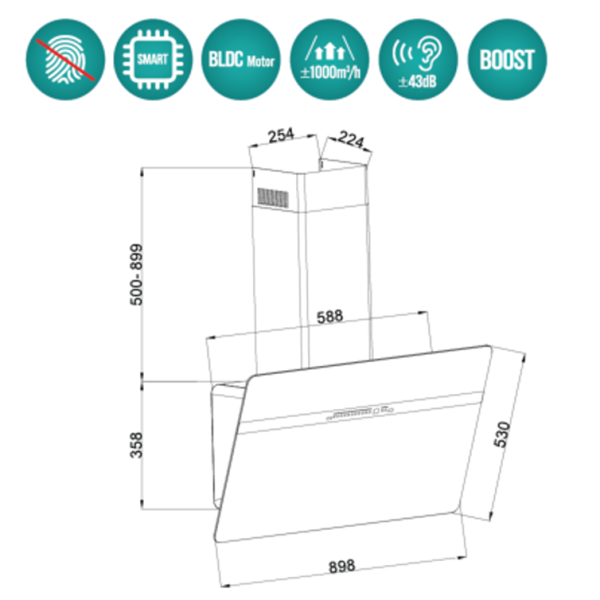 Máy hút mùi áp tường GrandX GX H70S86B - 5