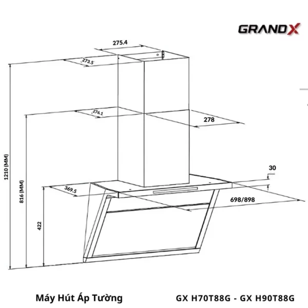 Máy hút mùi áp tường GrandX GX H70T88G - 5