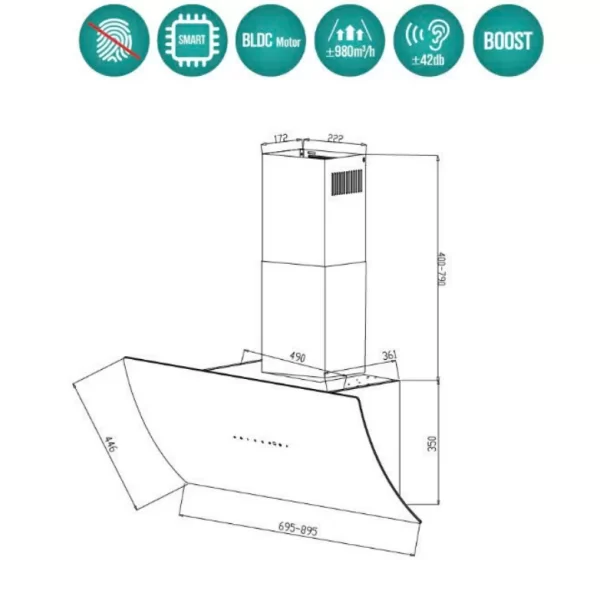 Máy hút mùi áp tường GrandX GX H90F87B - 3