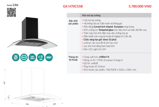 Máy hút mùi GrandX GX H70C55B - 3