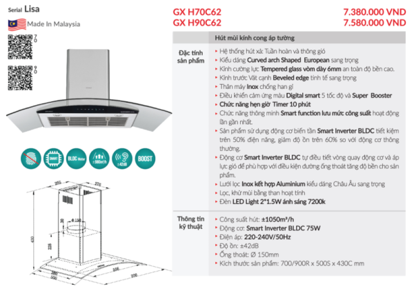 Máy hút mùi GrandX GX H70C62 - 5