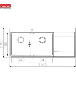 CHẬU RỬA BÁT KONOX UNICO 11652 - 14 CHẬU RỬA BÁT KONOX UNICO 11652 - 13