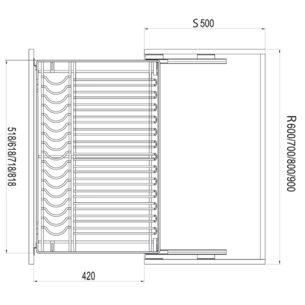 Giá bát đĩa tủ dưới GrandX XD.70M - 5