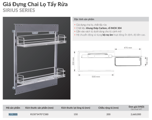 Giá đựng chai lọ tẩy rửa GrandX XU.200S - 5