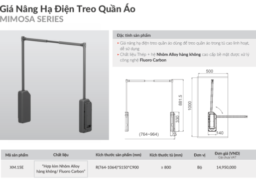 Giá nâng hạ điện GrandX XM.15E - 5