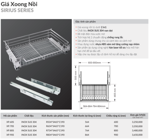 Giá xoong nồi GrandX XP.60S - 5