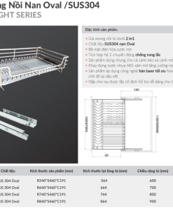 Giá xoong nồi tủ dưới GrandX XP.60M - 11