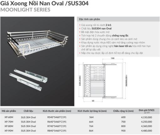 Giá xoong nồi tủ dưới GrandX XP.80M - 5