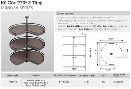 Kệ góc 3 tầng GrandX XM.270B - 3