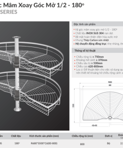 Kệ góc mâm xoay 1/2 GrandX XC.180.80S - 12 Kệ góc mâm xoay 1/2 GrandX XC.180.80S - 11