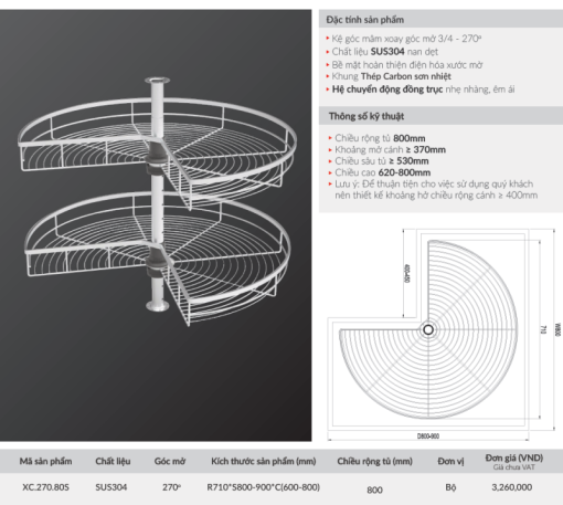 Mâm xoay 3/4 GrandX XC.270.80S - 5